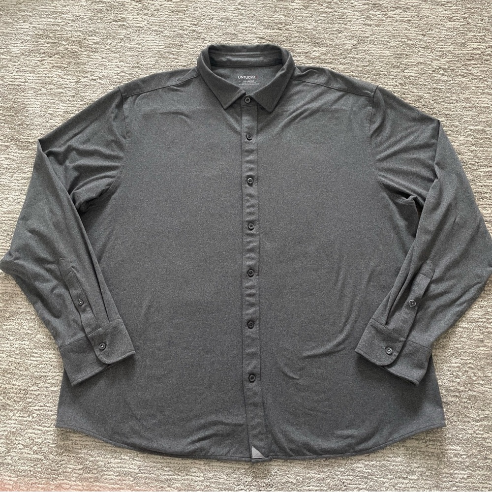 Untuckit Perf Tee BD Performance Shirt Mens XXL Gray Button Long Sleeve Preppy